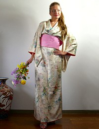 japanese traditional silk woman's kimono