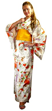 japanese woman's casual silk kimono, vintage, 1960's. The Kimono From Japan Online Store