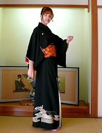 japanese antique black silk kimono TOMESODE