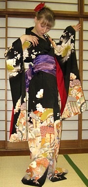 japanese antique hand-painted silk kimono, 1920's