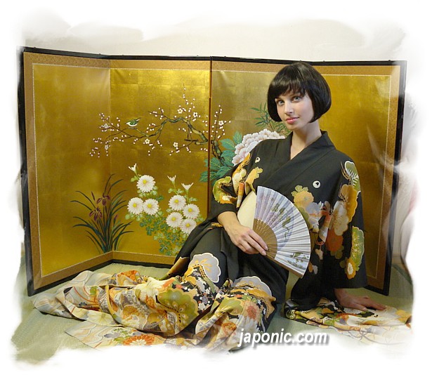 lady dressed in japanese antique kimono