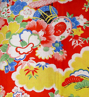 japanese antique kimono fabric: detail