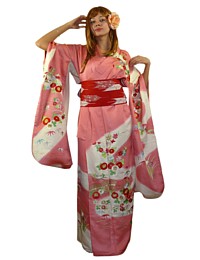 Japanese traditional silk kimono, 1950's