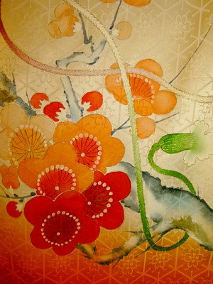 japanese kimono: detail of fabric design 