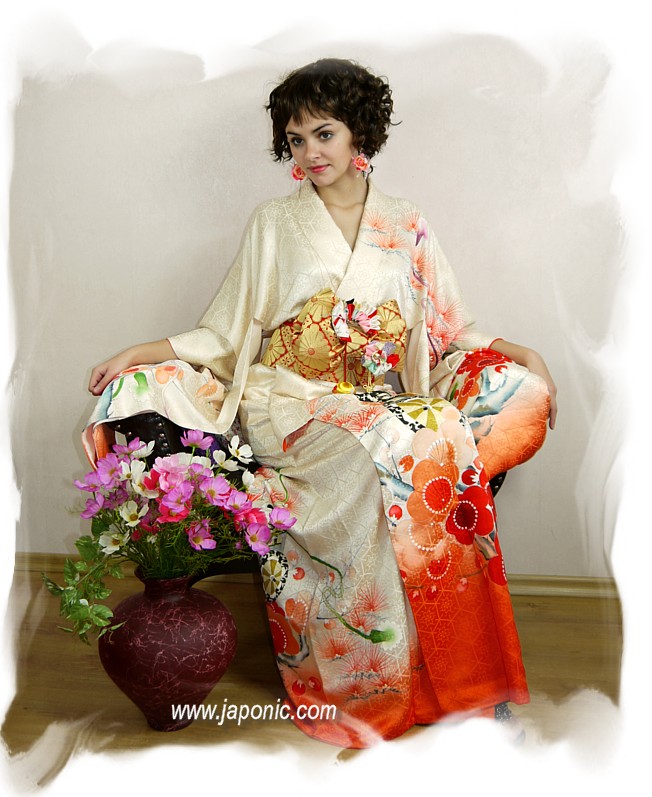 Japanese silk kimono, vintage