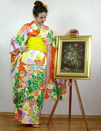 japanese lady's silk vintage kimono