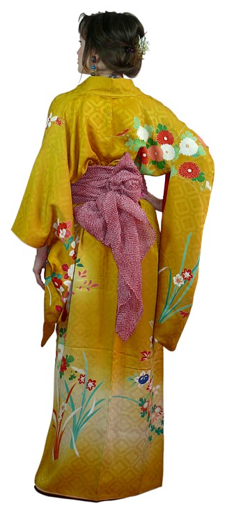 japanese traditional silk kimono and soft obi belt