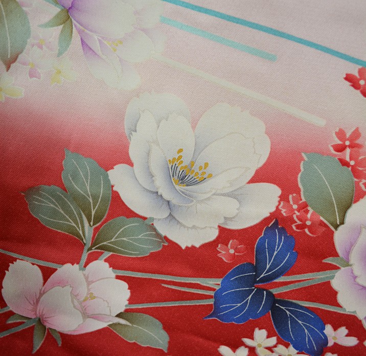 japanese silk kimono, detail of fabric design