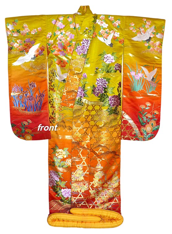 japanese silk brocade wedding  kimono, 1960's