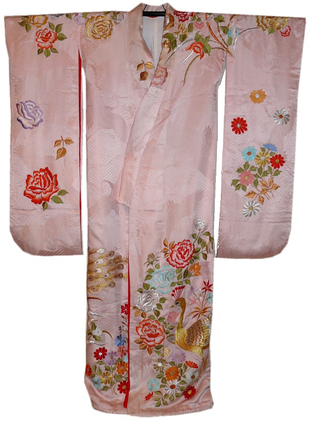 Japanese kimono, silk, embroidery, 1950's.