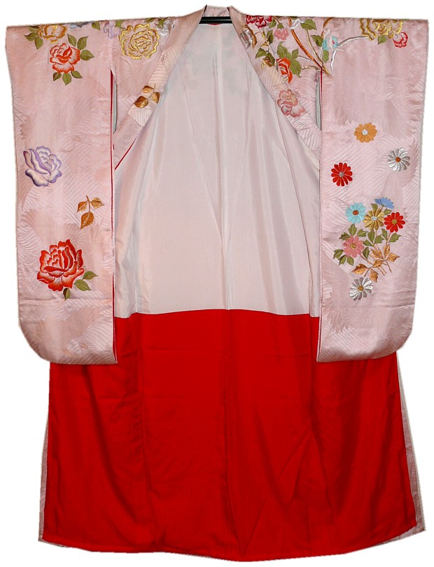 Japanese kimono, silk, embroidery, 1950's.
